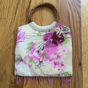 Mini purse with wooden handles